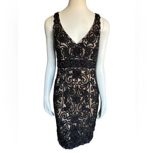 Sue Wong Black Lace Applique Cocktail Dress Party‎ Evening Occasion size 10
